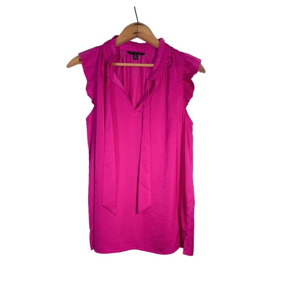 Pink Tie-Neck Banana Republic sleeveless top